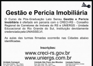 CURSO DE PÓS-GRADUAÇÃO EM GESTÃO E PERÍCIA IMOBILIÁRIA EM PARCERIA COM O CRECI-RS - INSCRIÇÕES ABERTAS!